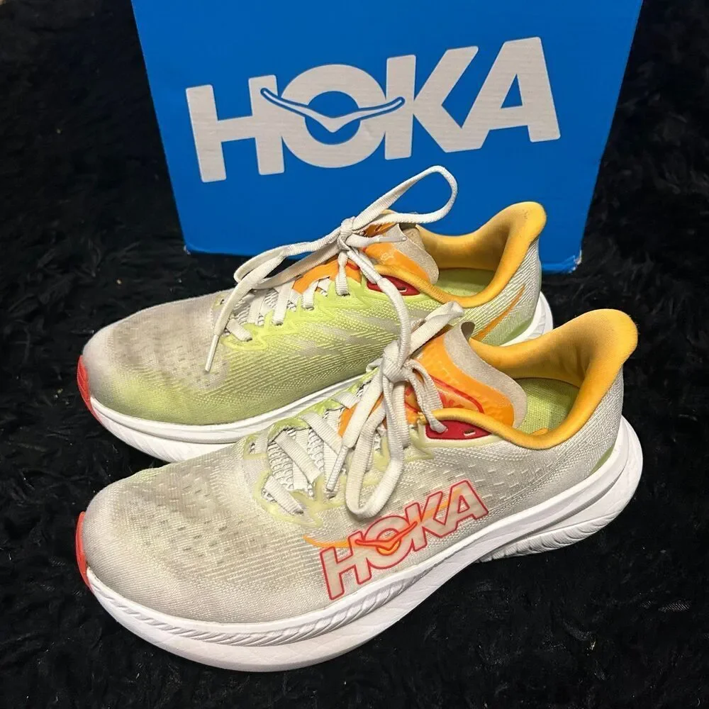Hoka Mach multicolored athletic training running lace up shoes sneakers sz 7.5